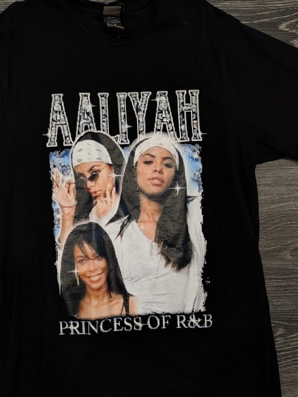Black Label Black Graphic Short Sleeve Tee with Multi-Color AALIYAH PIC